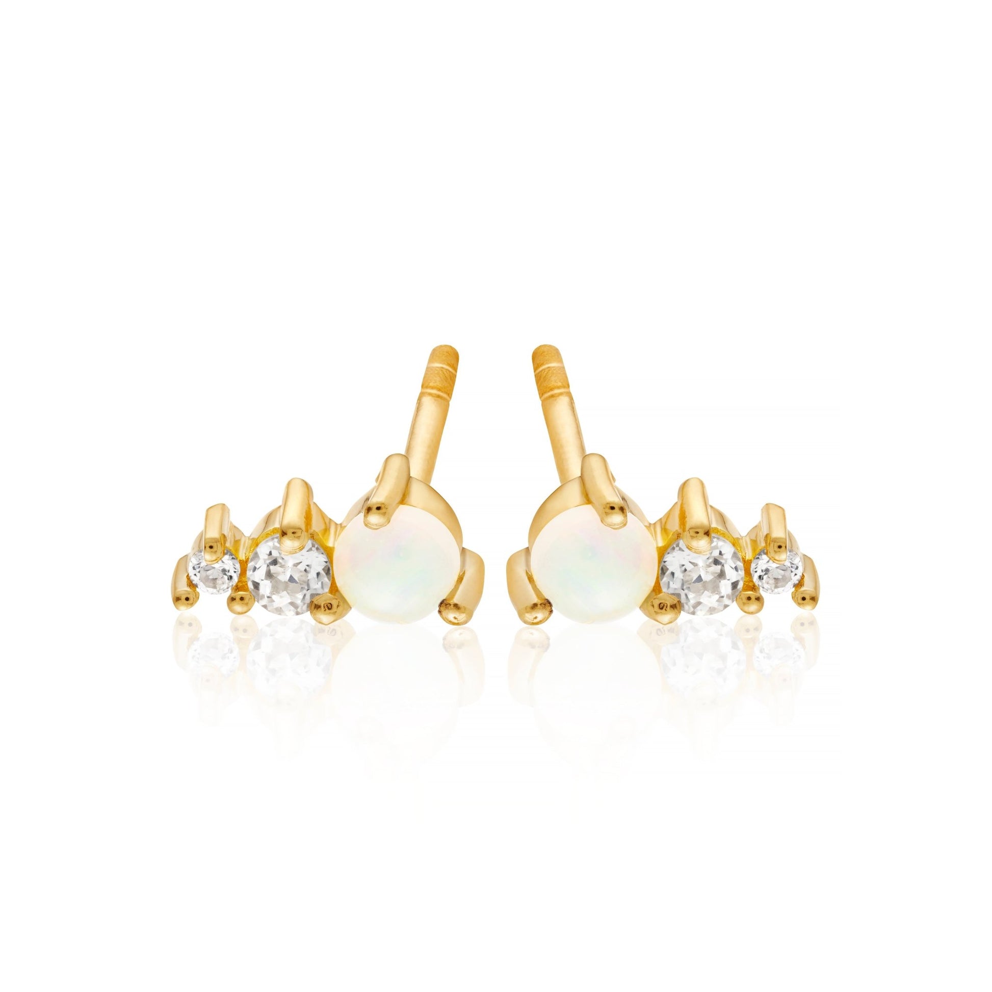 OPAL & WHITE TOPAZ STUD EARRINGS - Fool's Gold Jewellery