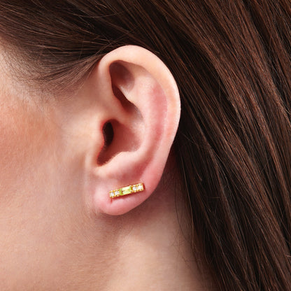 PERIDOT & DIAMOND BAR STUD EARRINGS - Fool's Gold Jewellery