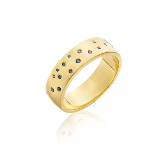 SCATTERED BLUE DIAMOND BAND IN GOLD VERMEIL - Fool's Gold Jewellery