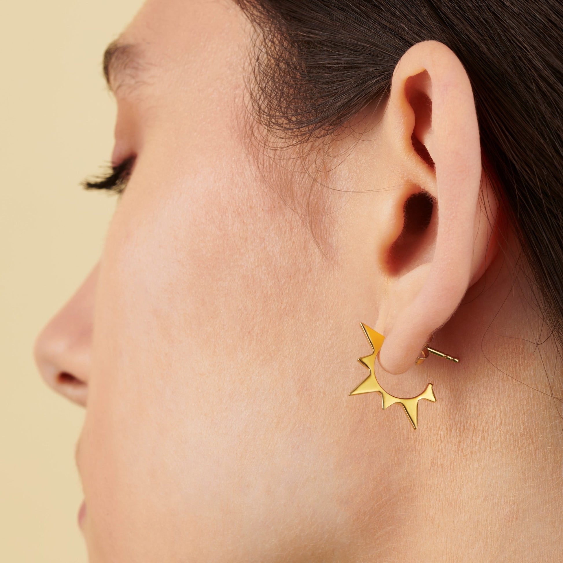 SPIKE COMPASS HOOPS IN GOLD VERMEIL - Fool's Gold Jewellery