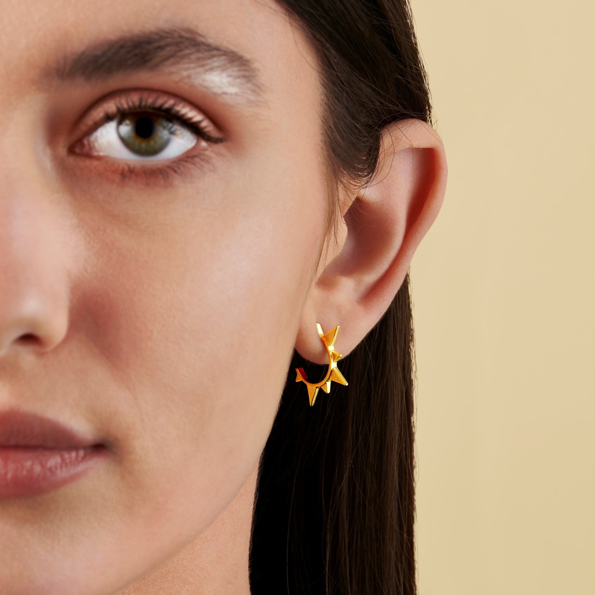 SPIKE COMPASS HOOPS IN GOLD VERMEIL - Fool's Gold Jewellery