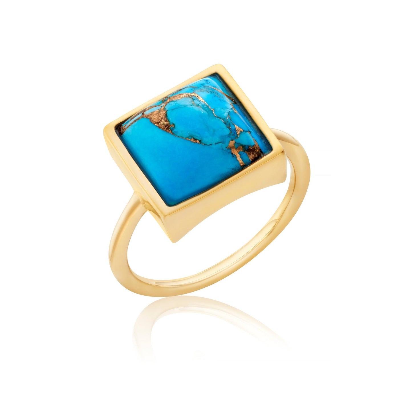 SQUARE COPPER TURQUOISE COCKTAIL RING IN GOLD VERMEIL - Fool's Gold Jewellery