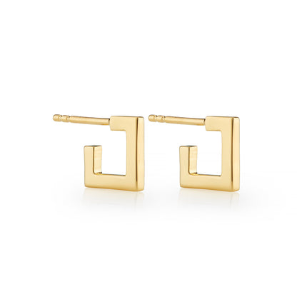 SQUARE HUGGIE HOOP STUD EARRINGS - Fool's Gold Jewellery