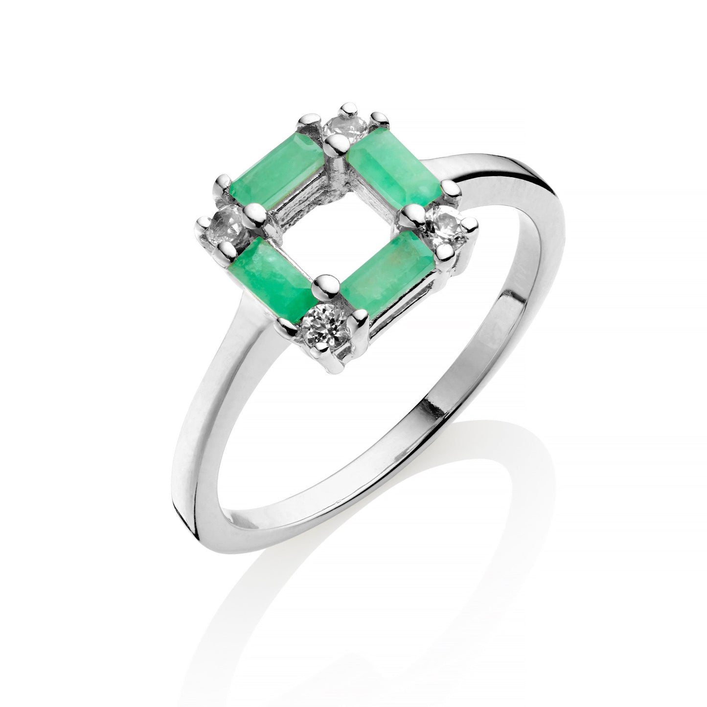 STERLING SILVER EMERALD DECO RING - Fool's Gold Jewellery
