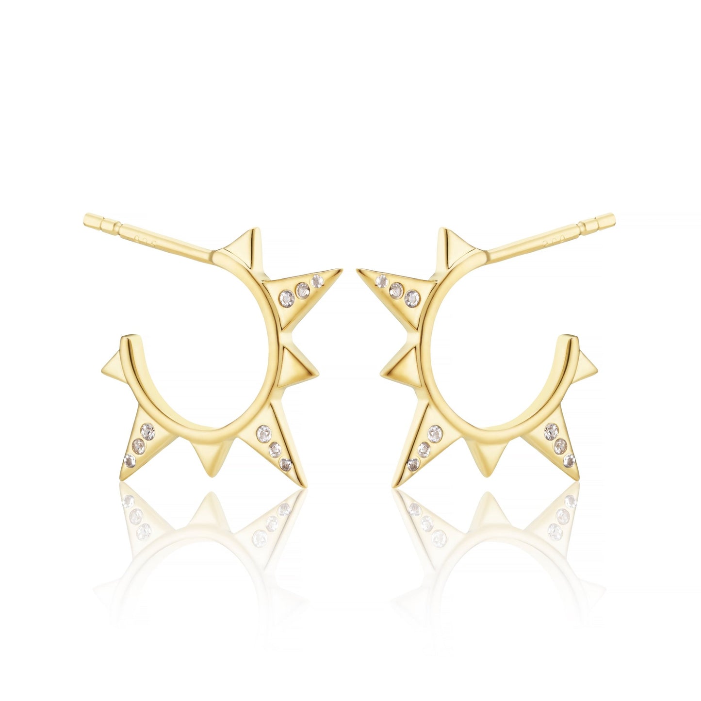 WHITE TOPAZ COMPASS SPIKE HOOP EARRINGS - Fool's Gold Jewellery