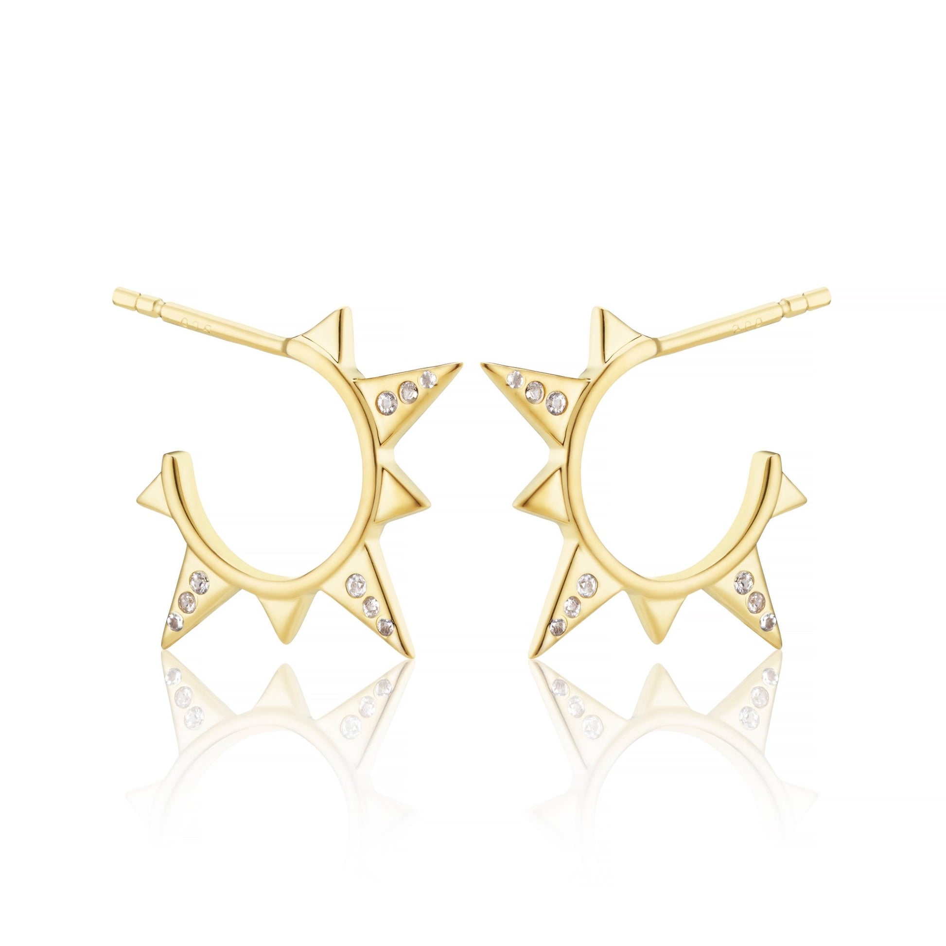 WHITE TOPAZ COMPASS SPIKE HOOP EARRINGS - Fool's Gold Jewellery