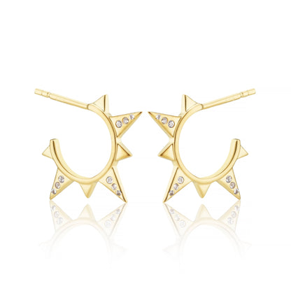 WHITE TOPAZ COMPASS SPIKE HOOP EARRINGS - Fool's Gold Jewellery