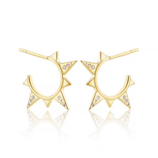 WHITE TOPAZ COMPASS SPIKE HOOP EARRINGS - Fool's Gold Jewellery