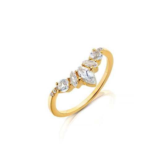 WHITE TOPAZ CROWN HUGGING RING - Fool's Gold Jewellery