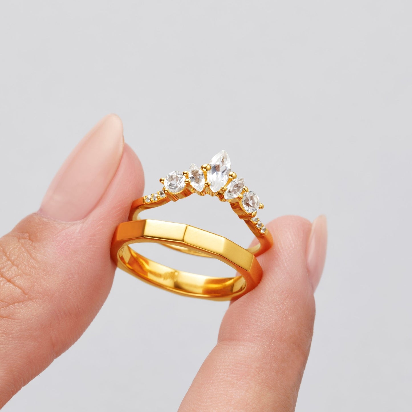 WHITE TOPAZ CROWN HUGGING RING - Fool's Gold Jewellery